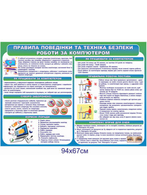 Стенд "Правила поведінки та техніка безпеки роботи за комп'ютером"