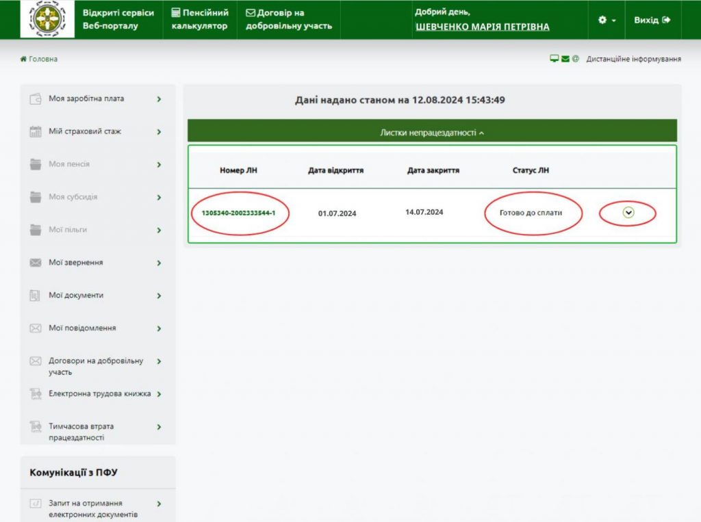 Як застрахованій особі переглянути е-лікарняний на вебпорталі електронних послуг Пенсійного фонду України? - Фото 4
